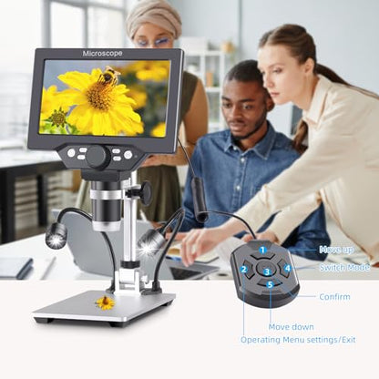 Koolertron 7 Inch LCD Digital Microscope 12MP 1080P with 32G TF Card - size: 7 inch (LCD and 32GB TF Card and Remote Control)