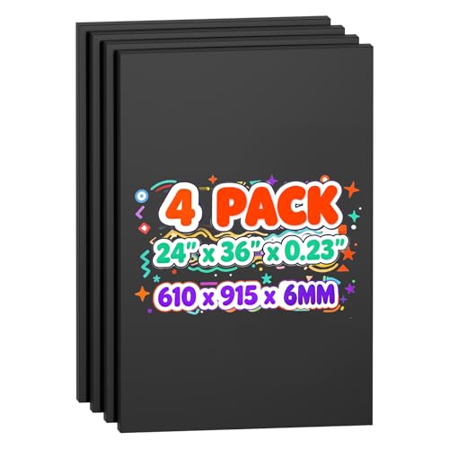 4 Pack Foam Board 24"x36", 0.23 Inch Thickness Poster Board, Black - color: Black, size: 24X36