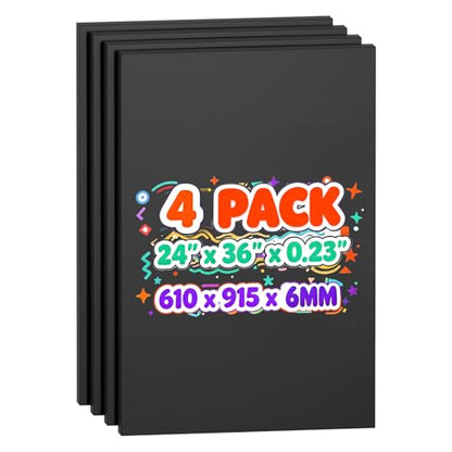4 Pack Foam Board 24"x36", 0.23 Inch Thickness Poster Board, Black - color: Black, size: 24X36