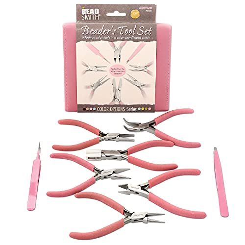 The Beadsmith Fashion Color Pliers, Jewelry Making Supply Set of 8 - color: Bubblegum