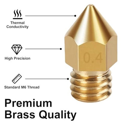 3D Printer Nozzle Kit, 16PCS MK8 Brass Nozzles 0.2/0.4/0.6/0.8/1.0mm