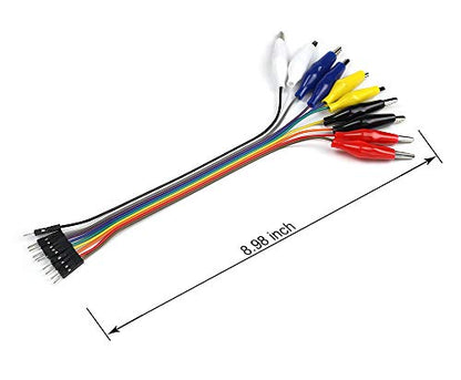 UCTRONICS Breadboard Alligator Clip Jumpers - Gator to Male and Female Jumper Wires Test Lead 2x10pcs 8 inch for Power Supply,LED Strips, Multimeters, Arduino Lilypad and Raspberry Pi