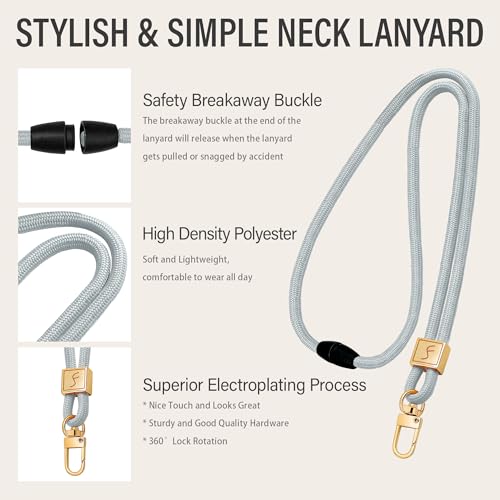 Fishent Lanyard, Cute Neck Lanyards for Keys ID Badges Holder, Keychain Key Teacher Lanyard with Safety Breakaway Buckle for Women Men, Light Gray - color: Light Gray