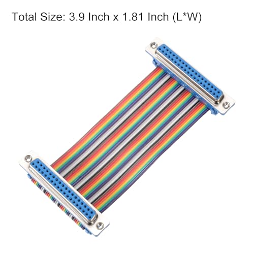 MECCANIXITY IDC Rainbow Wire Flat Ribbon Cable DB37 Female to DB37 Female 3.9 Inch Length 2.54mm Pitch Breadboard Jumper Wires for Electronic Projects - size: 3.9 Inch, style: DB37 Female to DB37 Female