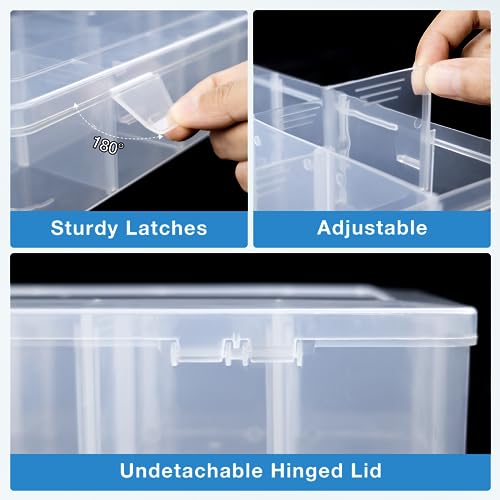 Organizer Box with Adjustable Dividers, 15 Grids Clear Storage Container - color: Clear-15 Grids