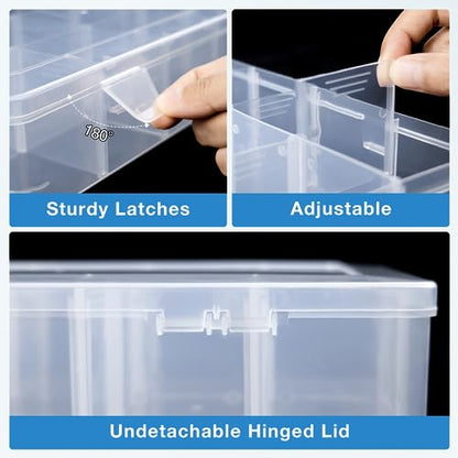 Organizer Box with Adjustable Dividers, 15 Grids Clear Storage Container - color: Clear-15 Grids