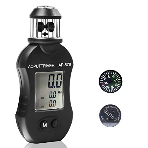 Handheld Cup Anemometer, Digital Wind Speed Meter up to 93 mph, 4 Units, 8-Day Memory, Compass, for HVAC Sailing Shooting