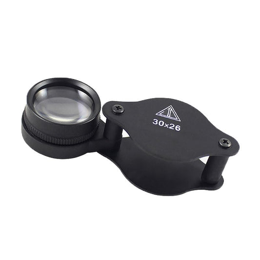 Mini Magnifying Glass 30X Folding Pocket Magnifier with Metal Protective Case Foldable Reading Portable Pocket Magnifying Glass for Reading, Inspection, Jewelry, Coins, Hobby, Travel - color: Black