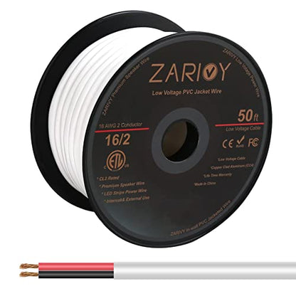 50 Feet 16 Gauge 2 Conductors Red Black Wire with Fire Resistant CL2 White Jacket, 16 AWG Electrical Hookup Wire LED Strips Extension Cord Cable for LED Ribbon Lamp Tape Lighting - size: 50 Feet, style: 16/2 Gauge CCA