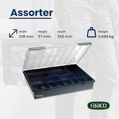 Raaco Assorter 4-15 Tool Box Organizer, 15-Slot Small Parts & Hardware - size: Full-Size –15 Slots, style: Fixed Grid
