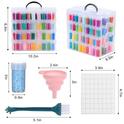 QUEFE Diamond Painting Storage Container 4 Tier 200 Slots Bead Organizer