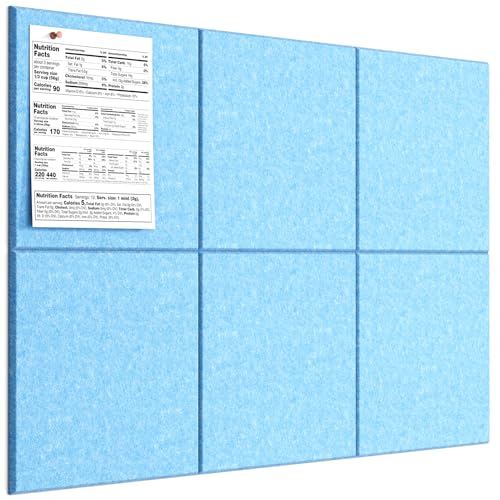 MaxGear Felt Bulletin Board 36" x 24", 6 Pack Blue Felt Wall Tile Push Pin - color: Blue, size: 36" x 24"
