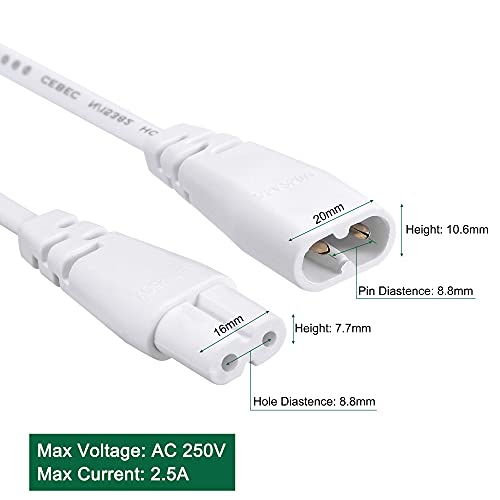 MECCANIXITY T5 LED Tube Connector Cable 2 Pin 50CM Male to Female Extension Cord for LED Integrated Light Tube, Pack of 2