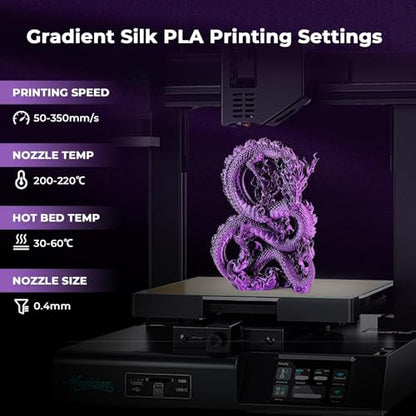 AMOLEN Dual Color Silk PLA 3D Printer Filament, PLA 1.75mm Shiny Color Change Filament 3D Printing PLA Filament for Most FDM 3D Printer, 1kg Spool(2.2lbs), Black Purple - color: Black/Purple