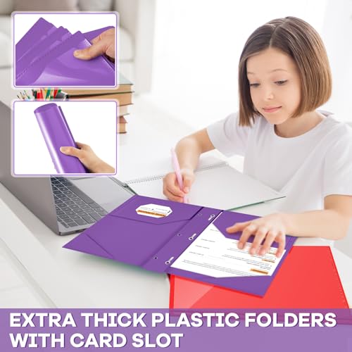 Henoyso 36 Pcs Plastic Folder with Clear Front Pocket, Multicolor - color: Multicolor
