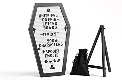 Nomnu Coffin Letter Board, White Goth Decor w/Bat Stickers, Spooky Emojis - color: White