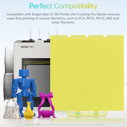 BIQU CryoGrip Pro Glacier Yellow Compatible with Snapmaker U1 3D Printer 276x304.5mm Panda Build Plate Double Sided Upgrade Plate Removable Surface Platform - color: Glacier-Yellow, size: Snapmaker-U1