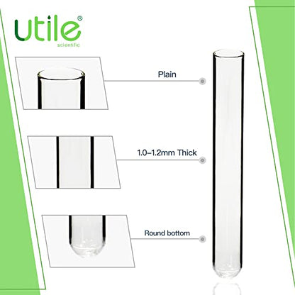 Utile 50pcs of Plain Cylindrical Glass Test Tubes, Vol.20ml, 20x150mm, Medium Borosilicate Glass Material, 4004.0135.50 - style: 50pcs of 20x150mm