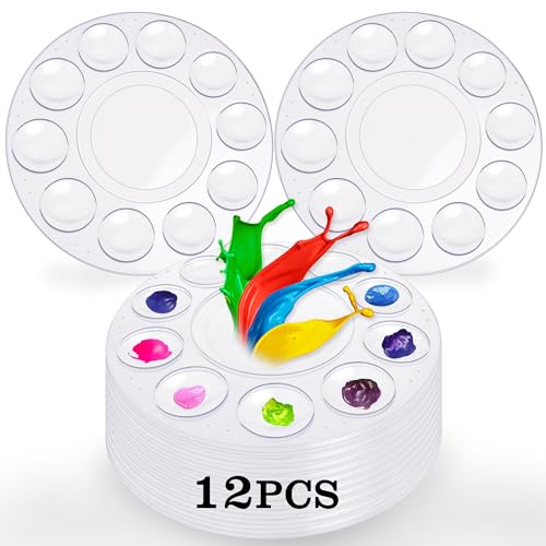 12Pcs Clear Paint Tray Palettes,Plastic Paint Pallets for Kids to Paints - color: 12pcs-clear