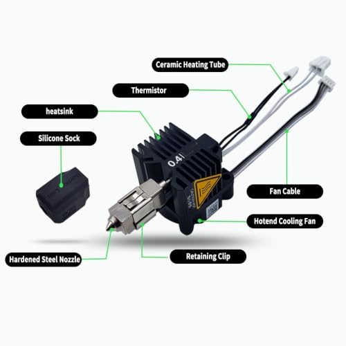 Upgraded Bamboo Original Hotend Complete Kit with Fan for Bambu Lab X1, X1C, X1 Carbon 3D Printer Full Assembly Extruder Hot End Kit Set (0.8mm) - size: 0.8MM