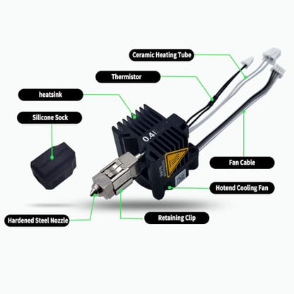 Upgraded Bamboo Original Hotend Complete Kit with Fan for Bambu Lab X1, X1C, X1 Carbon 3D Printer Full Assembly Extruder Hot End Kit Set (0.8mm) - size: 0.8MM