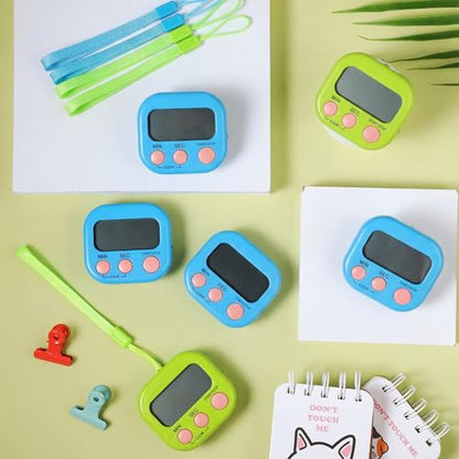 Weewooday 24 Pcs Digital Kitchen Timer Magnetic LCD Alarm, Blue, Green - color: Blue, Green