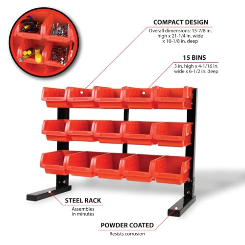 Performance Tool W5186 15-Bin Table Top Storage Organizer Rack - style: 15-Bin Table Top Storage Rack