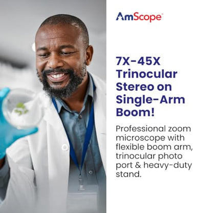 AmScope SM-3T Professional Trinocular Stereo Zoom Microscope, WH10x - style: Microscope