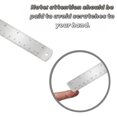 Unjoo Stainless Steel Ruler 4-Pack, 6", 8", 12",16" (15cm,20cm,30cm,40cm) - size: 6,8,12,16 inch
