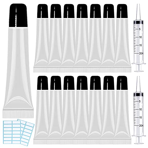 AMORIX 50PCS Empty 15ml Black Cap Lip Gloss Tubes for Lipgloss Base - color: Black, size: 15ml-50PCS
