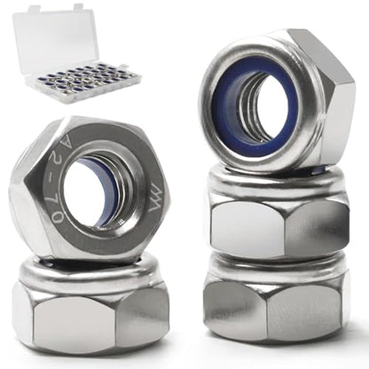 M10-1.5 Lock Nut, 30Pcs Stainless Steel Nylock Insert Locking Nut - size: M10-1.5, 30 Pack