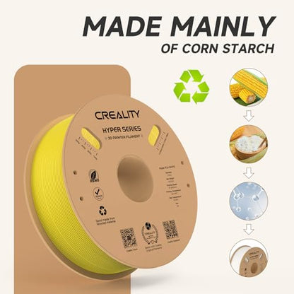 Official CREALITY Hyper PLA Filament 1.75mm, High Speed 30-600mm/s Rapid 3D Printer Filament PLA, Dimensional Accuracy +/-0.02mm, Stronger Toughness, Fit Most FDM 3D Printers，1KG(2.2lbs) Spool Yellow - color: Yellow