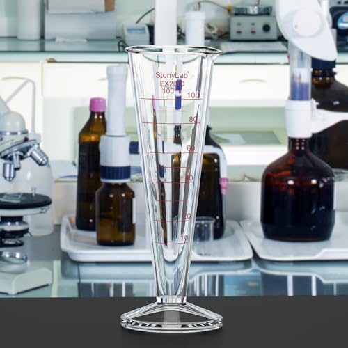 stonylab Graduated Cylinder, 1-Pack Borosilicate Glass Conical Measuring Cylinder Beaker with Wide Mouth and Pour Spout for Precise Measurement, 100 ml - size: 100 ml