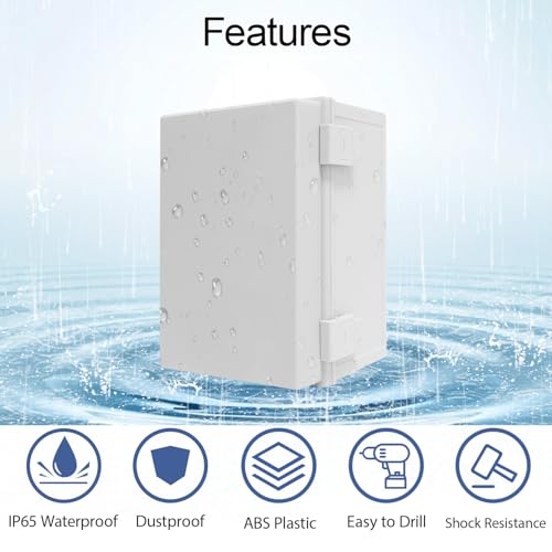 Junction Box IP65 Waterproof Dustproof ABS Plastic Enclosure Outdoor and Indoor Project Box Hinged Cover with Mounting Plate Wall Brackets Outer Dimension 11.8"x 7.9" x 7.1", Grey - size: 11.8"x 7.9" x 7.1" (1pc)