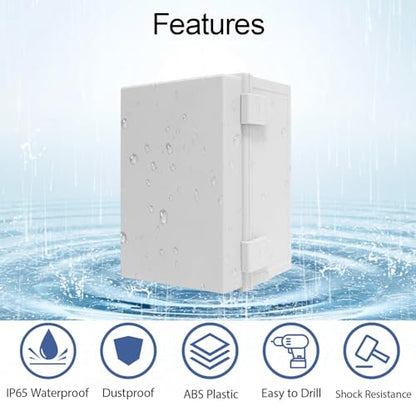 Junction Box IP65 Waterproof Dustproof ABS Plastic Enclosure Outdoor and Indoor Project Box Hinged Cover with Mounting Plate Wall Brackets Outer Dimension 11.8"x 7.9" x 7.1", Grey - size: 11.8"x 7.9" x 7.1" (1pc)