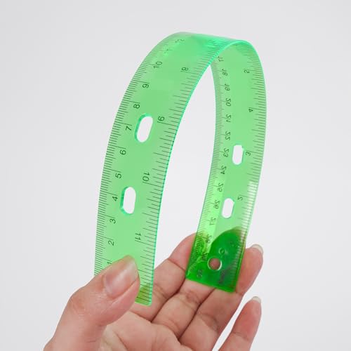 Rulers with Holes for Three-Ring Binders for School Supplies, Flexible Ruler 12 Inch for Classroom, Matrix Ruler Clear 6 Pack - style: holes 12in
