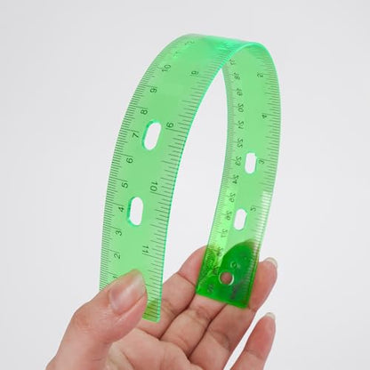 Rulers with Holes for Three-Ring Binders for School Supplies, Flexible Ruler 12 Inch for Classroom, Matrix Ruler Clear 6 Pack - style: holes 12in