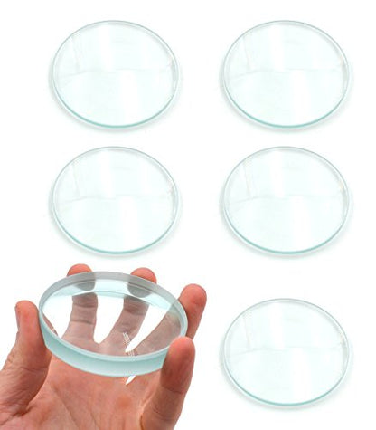 EISCO 6pc Optical Lens Set, 3" - 200mm, 300mm, 500mm Focal Lengths - 3 Double Convex & 3 Double Concave, 3" (75mm) Diameter Lenses - Optically True Glass - Ground, Beveled Edges