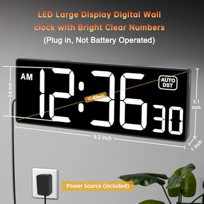 Soobest Digital Wall Clock with Seconds for Gym - color: 10.2” White