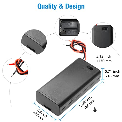 5Pcs 2X 1.5V AA Battery Holder Case - size: 5Pcs, style: 2×1.5V AA