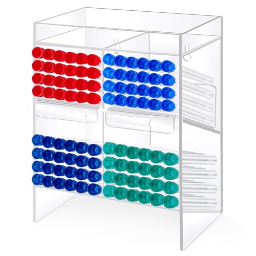 Colingmill Clear Acrylic Tube Rack with 4 Compartment and 2 Pull Out Trays Large Tube Holder Wall-Mounted and Countertop Lab Organizer Stand for Storage (11.7 x 7.9 x 5.2 Inches) - color: Single-sided, size: 11.7 x 7.9 x 5.2 Inches