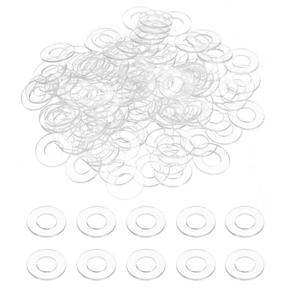 uxcell 120 Pcs M8 PVC Flat Washers 8mm ID 16mm OD 1mm Thick Plain Washer Grommets Plastic Sheet Gasket Fastener Sealing Spacer Gasket Ring Water Hose Washers, Clear - size: M8x16mmx1mm