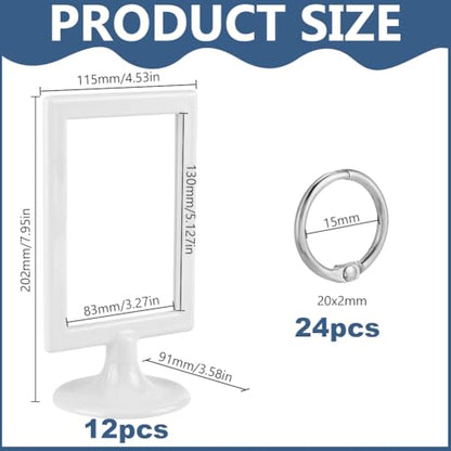 12pcs Mini Anchor Chart Holder 5.1 x 3.3 Inches Card Stand Double Sided Learning Card Paper Organization Interactive Display for Classroom Teaching Holding Alphabet Vocabulary(White) - color: White
