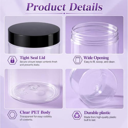 SATINIOR 500 Pcs Plastic Cosmetic Jars Empty with Lids, Black Lids, 2 oz - color: Black Lids, size: 2 oz