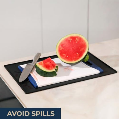GASARÉ, Non Slip Cutting Board Mat, Grip Mat Pad, Under Kitchen Cutting Board, Raised Edges, Extra Large, Easy to Clean, 19 x 13 Inches, Black - color: Black