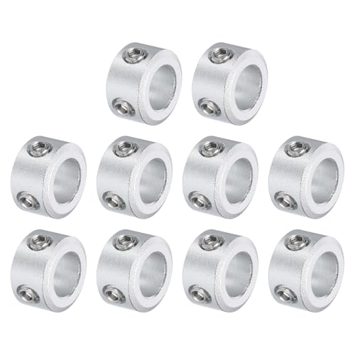 uxcell 10pcs Set Screw Collars 8mm Bore, Aluminum Shaft Collars, 14mm OD and 8mm Thickness, Set Screw Clamp Collar, Stop Collar for Linear Rod Shaft Guide