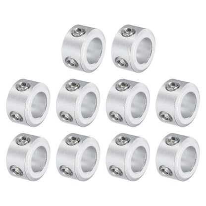 uxcell 10pcs Set Screw Collars 8mm Bore, Aluminum Shaft Collars, 14mm OD and 8mm Thickness, Set Screw Clamp Collar, Stop Collar for Linear Rod Shaft Guide