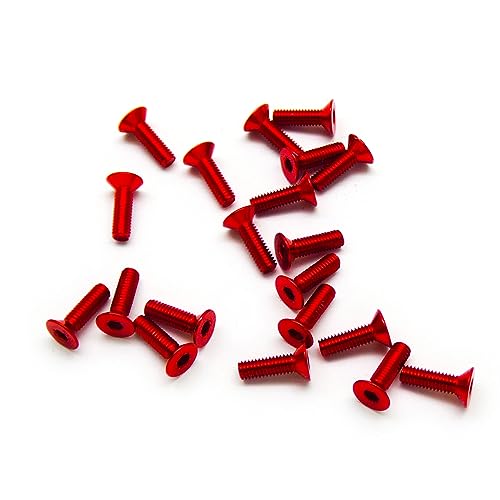 20pcs M3 Countersunk Screws 6063 Aluminum Hex Socket (Anodized Colors) (6mm / 10mm / 16mm / 20mm) (M3x10mm, Red) - color: Red, size: M3x10mm