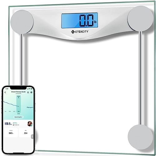Etekcity Bluetooth Bathroom Scale for Body Weight and BMI, 400 Pounds - color: Light Grey, size: 11.9 x 11.9 inches