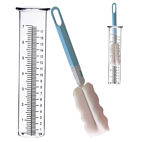 BIUWING 7 inch Rain Gauge Replacement Tube Glass for Yard Garden and Outdoor Home, with Clean Brush - color: Rain Gauge Replacement Tube with Brush